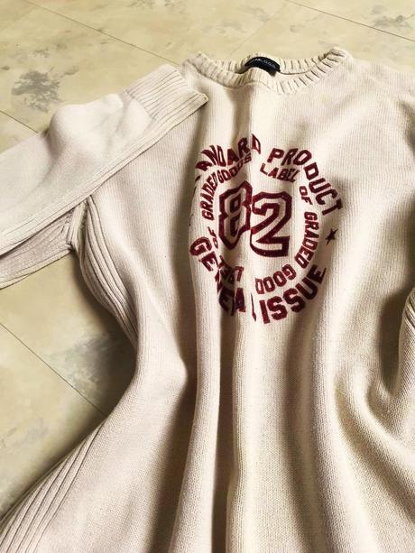 Bavlnený hrubší pulóver, h&m,l