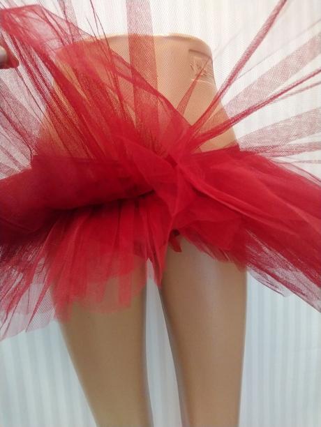 Červená tanečná 6 vrstvová tylová sukňa, danza, xs, 