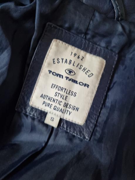 Tmavomodrá kožená bunda tom tailor veľ. 38, tom tailor,38