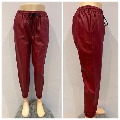 Dámske bordové koženkové nohavice (uni), l / m