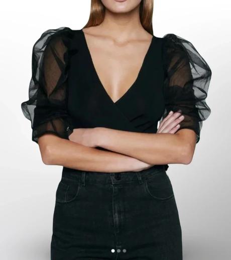 Čierny organzový crop top, bershka,m