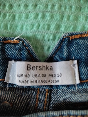 Trendy bershka modre rifle s pasikmi a vysoky pas, bershka,40