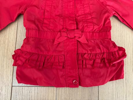 Krasna tenšia bunda primigi zdobena volanikom, primigi,80