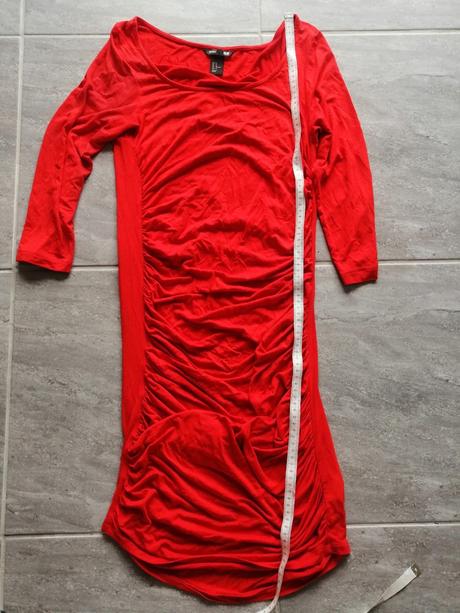 Červené šaty ham z viskóz. úpletu,v158-164,s-m, h&m,158