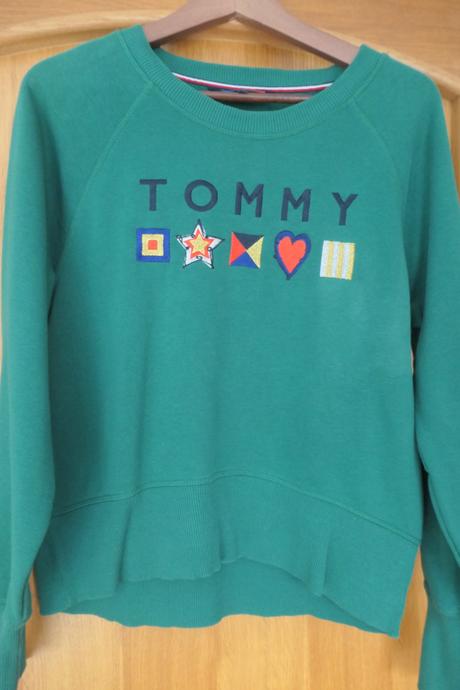 Tommy hilfiger original krasna vysivana mikina m/l, tommy hilfiger,m