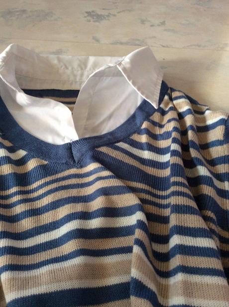 Pulóver s všitou košeľou, xl