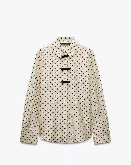 Bodkovaná košeľa s mašľami zara, zara,xs