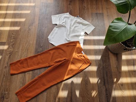 Škoricové nohavice s vysokým pásom, reserved,s