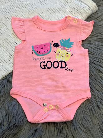 Dievčenské body pásikavé neónovo ružové (62), baby,62