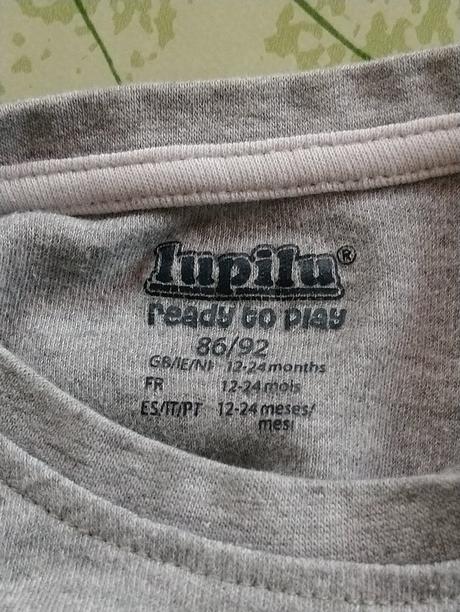 Sivé tričko s motívom, lupilu, 86-92 cm, lupilu,92