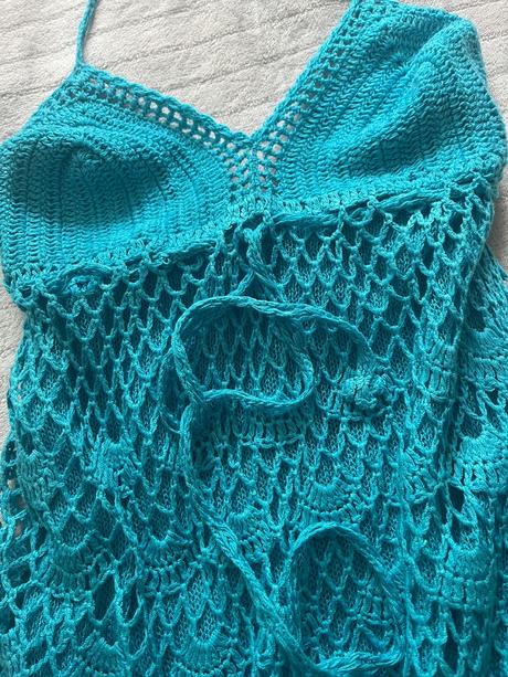 Modre cipkovane letne saty, s