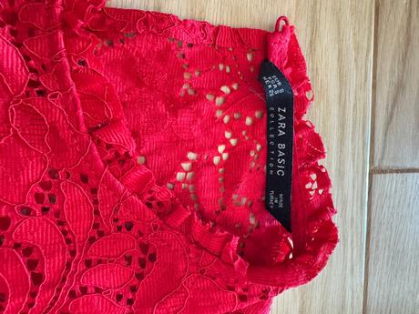 Krajkové šaty červené s, zara,s