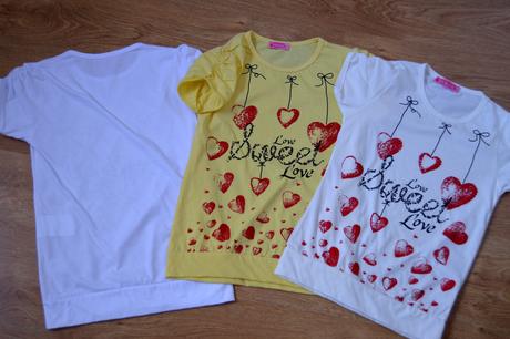 Módne tričká so srdiečkami, 128 / 140 / 152 / 164