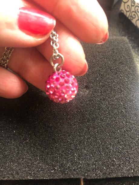 Retiazka s príveskom, ružová gulička, swarovski, swarovski