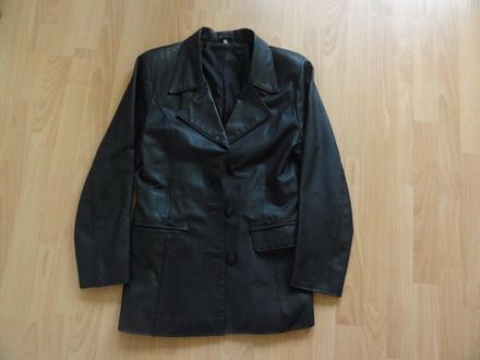 Klasické kožené čierne sako, 40