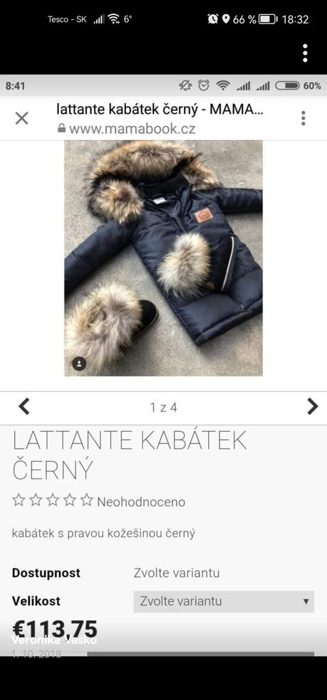 Lattante predĺžená bunda, 104