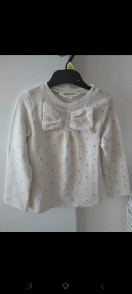 Bodkovaný pulóver s mašľou h&m, h&m,104