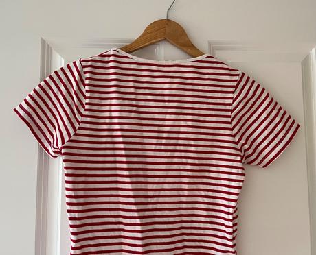 Bielo - červené pásikavé bavlnené tričko, s/36, s