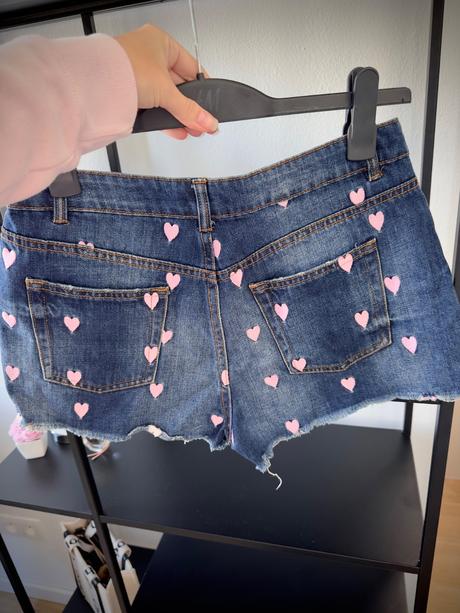 Denim šortky so srdiečkami, amisu,m