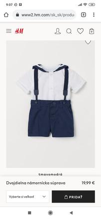 Námornícka súprava - košeľa + kraťasy, h&m,86