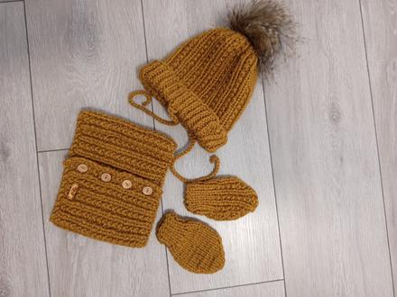 Zimny set modry a hnedy novy pre babatko, ajs,42