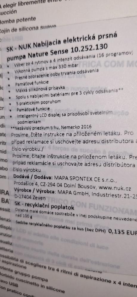 Elektrická odsavacka mlieka nuk, 