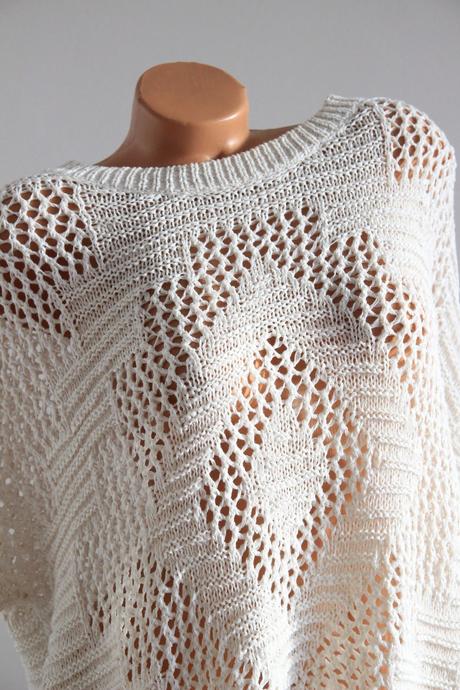 Krémový pletený top, pull&bear, pull&bear,m