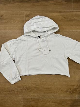 Biela crop mikina, s