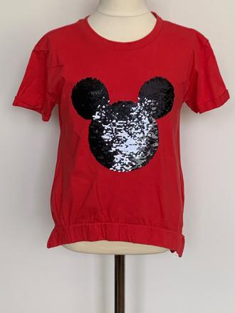 Reserved červené tričko s trblietkami minnie, reserved,128