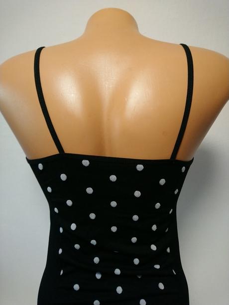Dámsky čierny elastický top s bodkami, xs