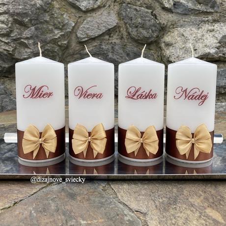 Adventné sviečky (hnedo-zlaté) 4 kusy, 