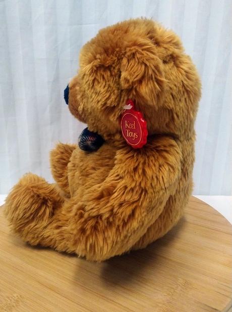 Plyšový hnedý medveď s mašlou, keel toys, 25 cm, 