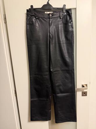 Zara široké kožené nohavice, zara,40