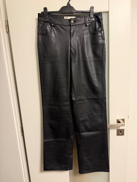 Zara široké kožené nohavice, zara,40