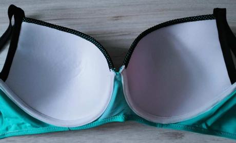 Plavková podprsenka tyrkysovo čierna, v.95c/100c, xl