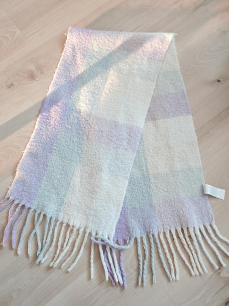 Puffy šál mäkký veľký béžovo- fialový, 