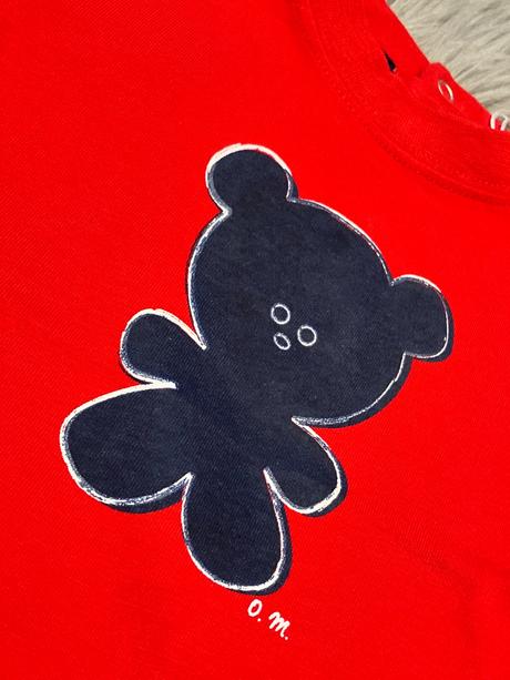 Chlapčenské tričko s mackom červené (6-9 mes.), original marines,68 / 74