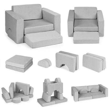 Modulárne kreslo, 8 častí, sivé, 