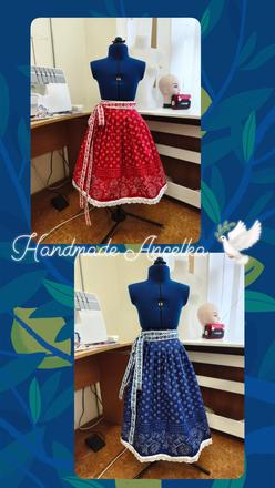 Folkhandemade skladana sukienka s folk stuhou, l - xxxl