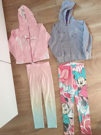 2xmikiny s kapucnou+2x leginky 122/128, 122