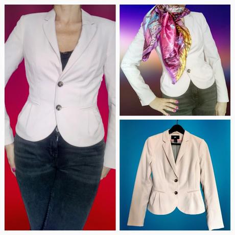 Dámske elegantné sako v púdrovo-ružovej farbe, s