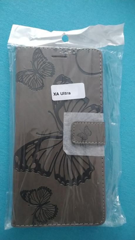 Kožený šedý obal na mobil s motýlikmi, sony