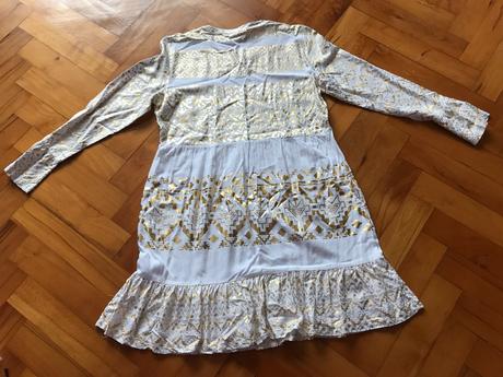 Zlatobiele elegantné šaty, 40