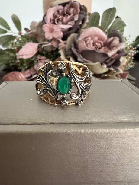 Strieborny prsten s 18k zlatom, 