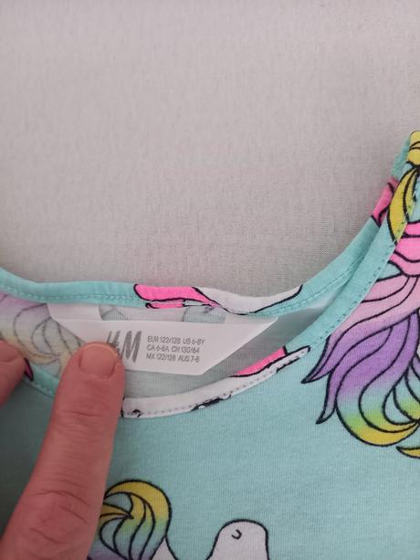 Šaty s jednorožcami, h&m,122