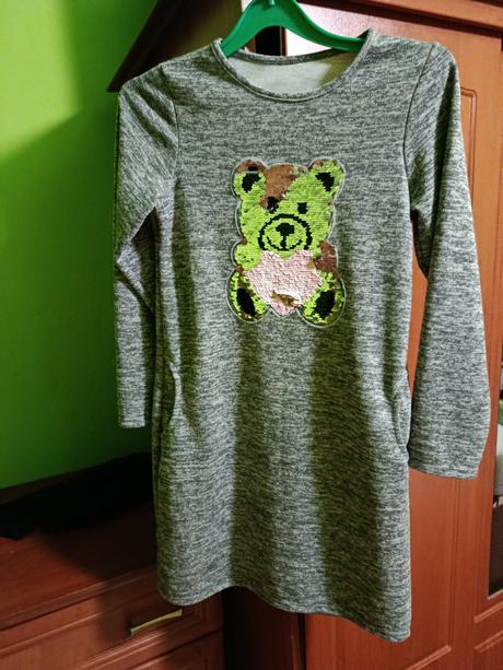 Zimné šaty s vreckami, 164