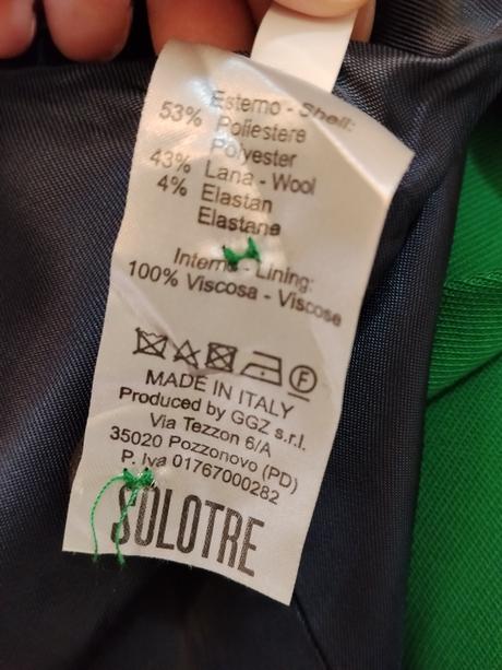 Luxusný smaragdový vlnený kabát solotre, 38