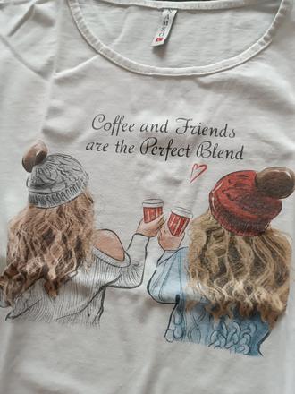 Biele tričko coffee & friends - m, m