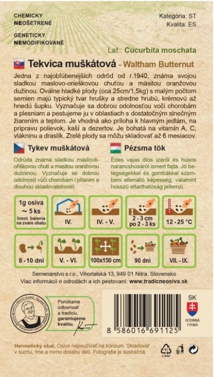 Muskatova tekvica - maslova- semena,