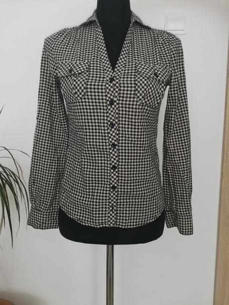 Bavlnená košeľa s roll up rukávmi., h&m,34